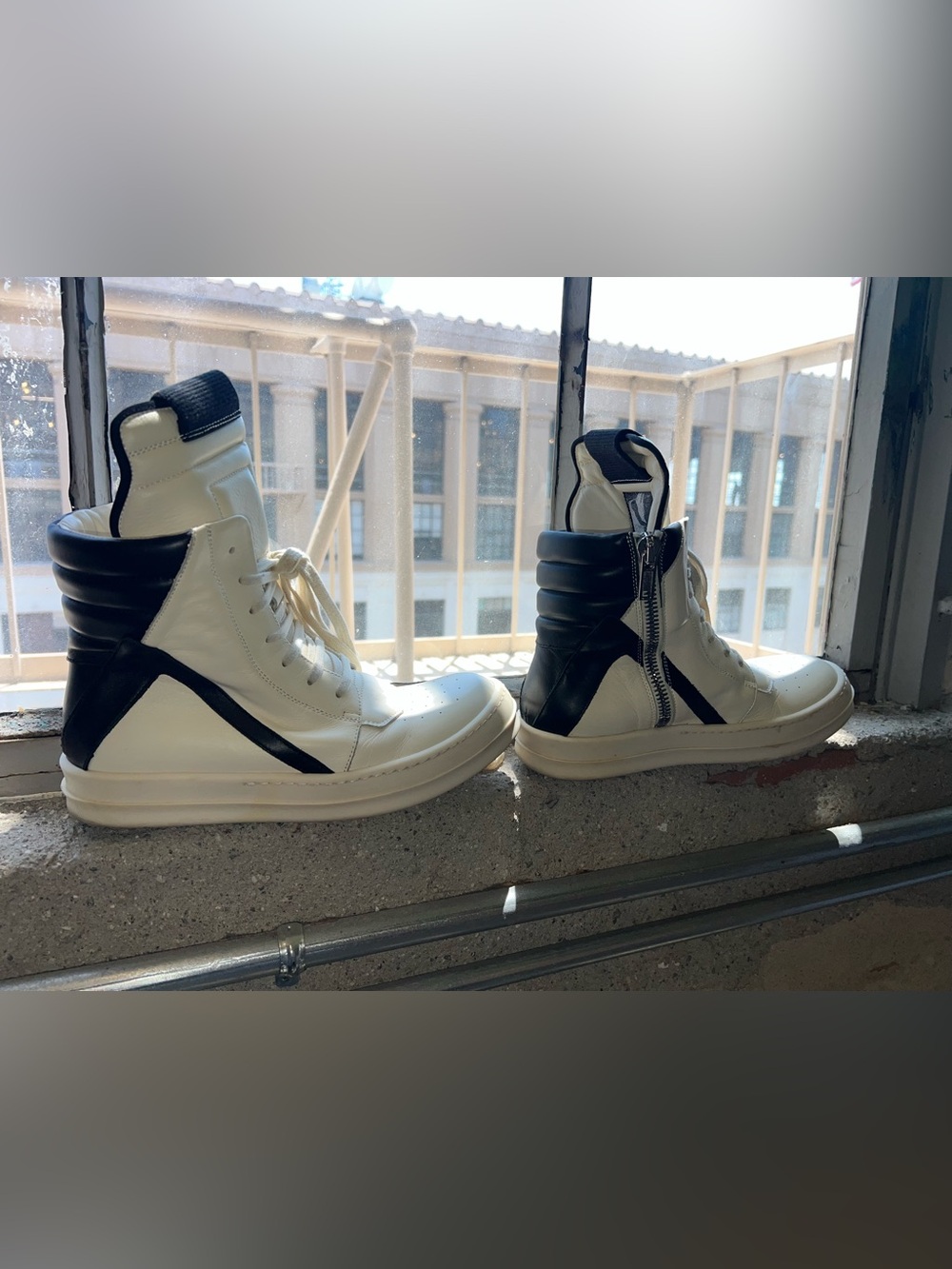 Rick Owens Geobasket Mill/Black/Milk Size 39 1/2